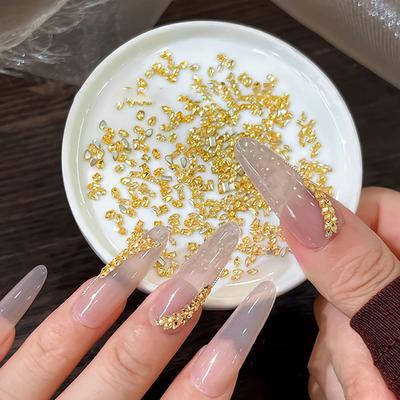 50 Stück Goldgelb Glänzend Zirkon Strasssteine Nagelanhänger Mini Rhombische Nägel Edelsteine Flatback Nagelkunst Bastel Diamanten Dekor