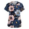 Damenmode V-Ausschnitt Kurzarm Overalls mit Taschen Print Tops Kleidung