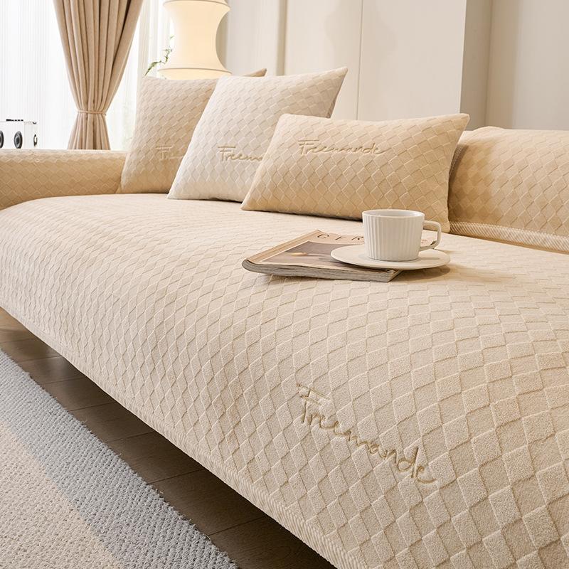 Milk Fleece Sofa Cushion Winter Short Plush Non-Slip Seat Cushion Simple And Advanced Sense Thickened Leather Sofa Cover Cover Cloth