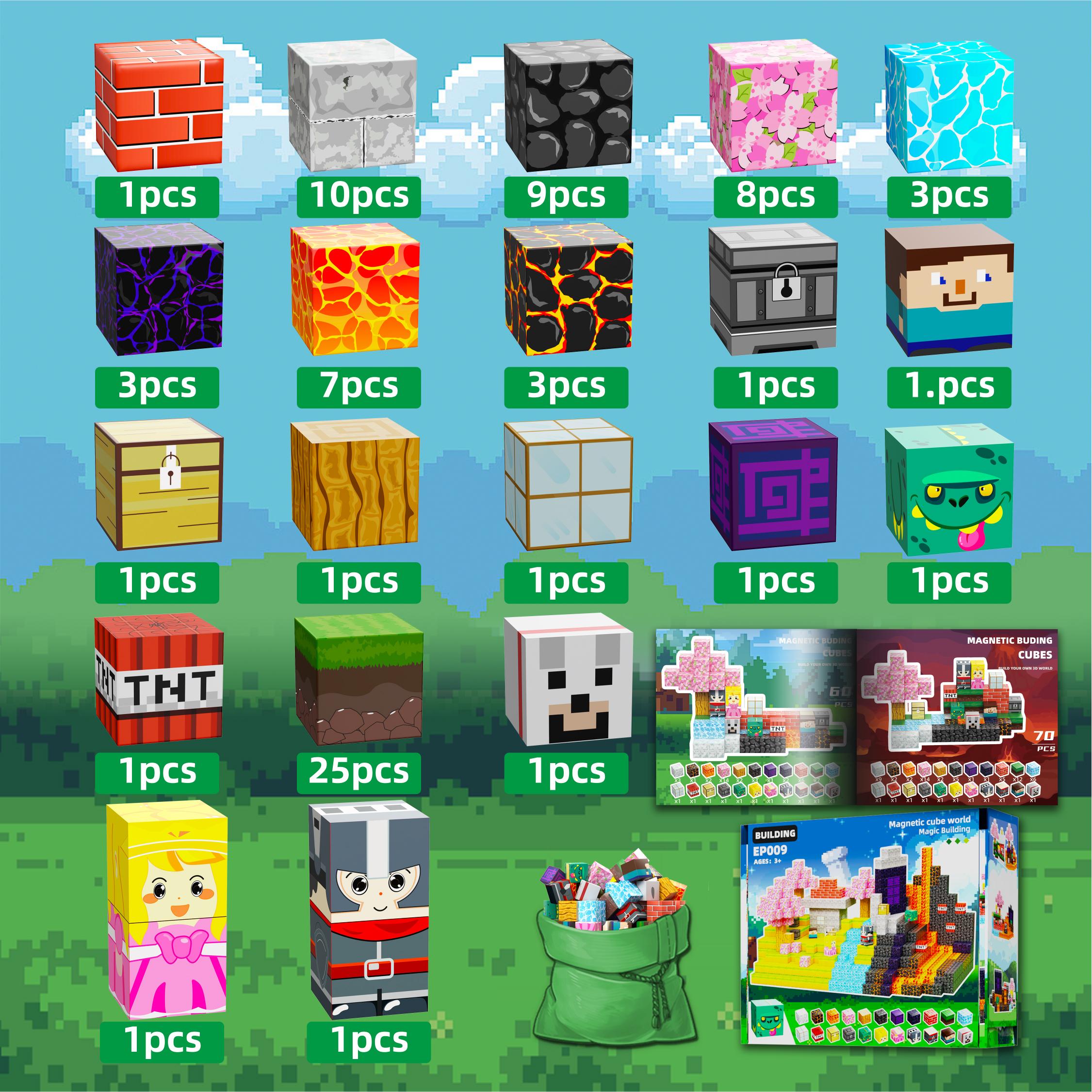 

82PCS My World Multiple Scenes Магнитные строительные блоки ОТКРЫТЫЕ ИГРУШКИ Постройте 3D Mag-world для мальчиков и девочек Рождественский подарок