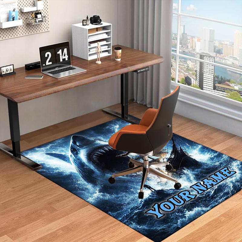 1PC Custom Name Jaws: Ocean Terror Theme Floor Mat Ideal for Living Room, Game Rooms, Office, Bedroom,Floor Mat Playful Design