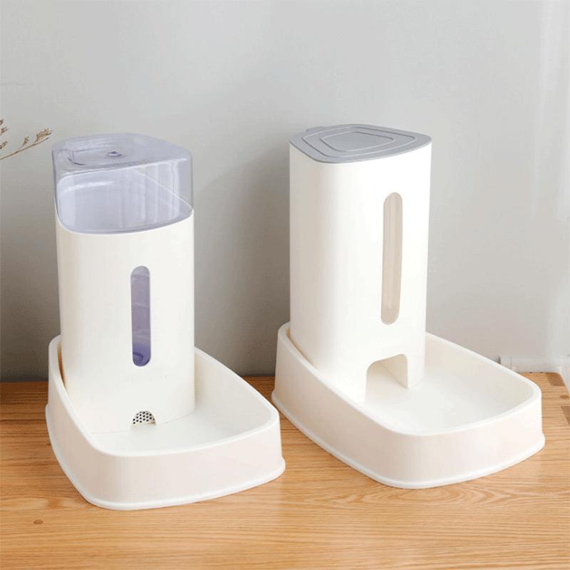 3.8L Eco-friendly Plastic Pet Feeder Dog Cat Automatic Water and Food Feeder Dispenser Bowl Grain Storage Barrel
