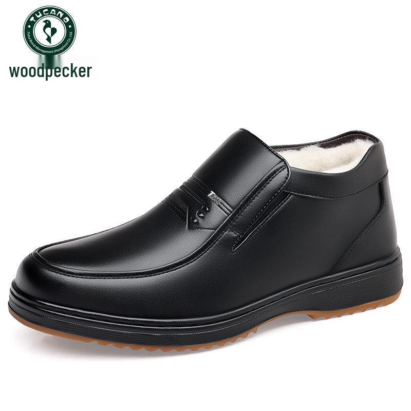 

Woodpecker Men s High-Top Velvet-Lined Genuine Leather Slip-On Snow Boots 40 Standard чорний