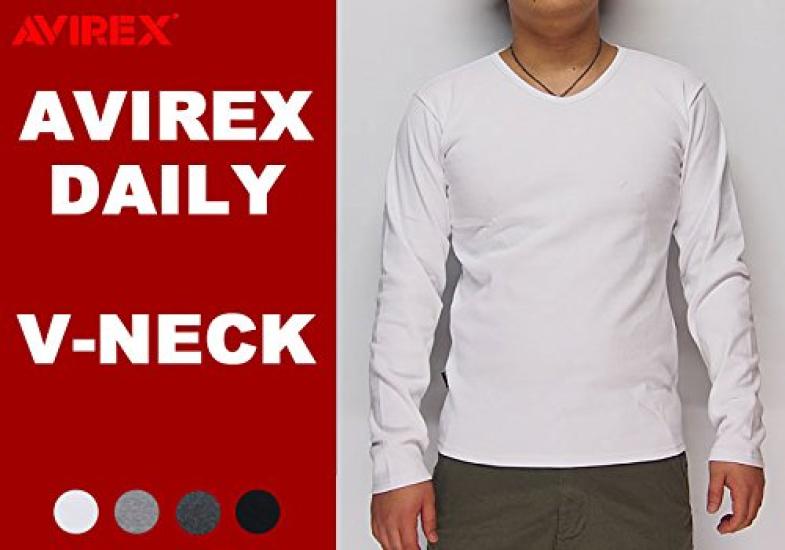 AVIREX Daily Solid Long Sleeve V-Neck T-Shirt/Long Sleeve/6153480-01 White-M