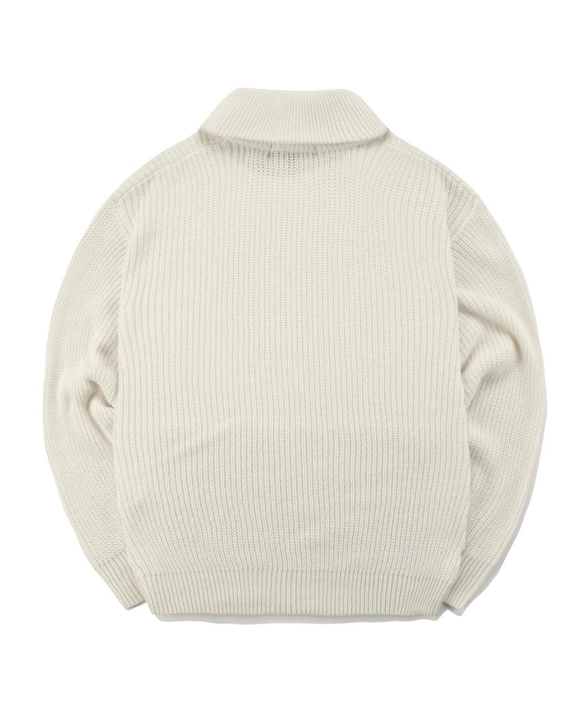 COLUMBIA UNIVERSITY 1754 Crown Overfit Half Zip-Up Sweater Cream