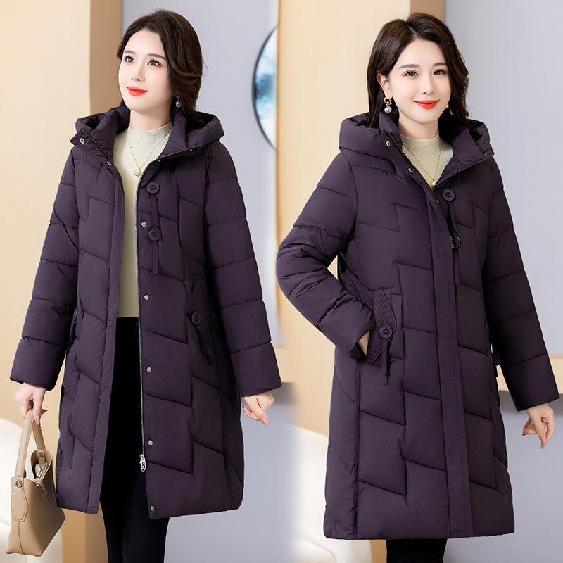 Hooded padded clothes women's winter 2025 new thickened loose cotton jacket mid-length age-reducing small padded jacket jacket