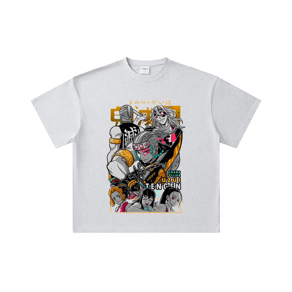 260 GSM Double Yarn 32 Count 100% Cotton Demon Slayer V65 Uzui Print Unisex Heavy Cotton T Shirt