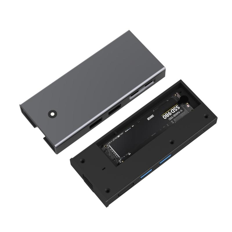 TypeC Docking Station M.2 Two Protocols 4K HDMIcompatible PD100W USB 10Gbps Fast USB Adapter for Laptops Conversion