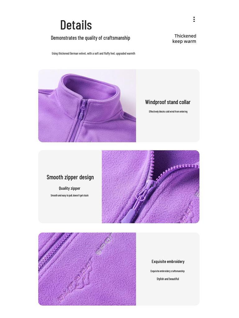 Women's Windproof Fleece Hiking Jacket - Warm, Rainproof, and Casual for Outdoor Sports