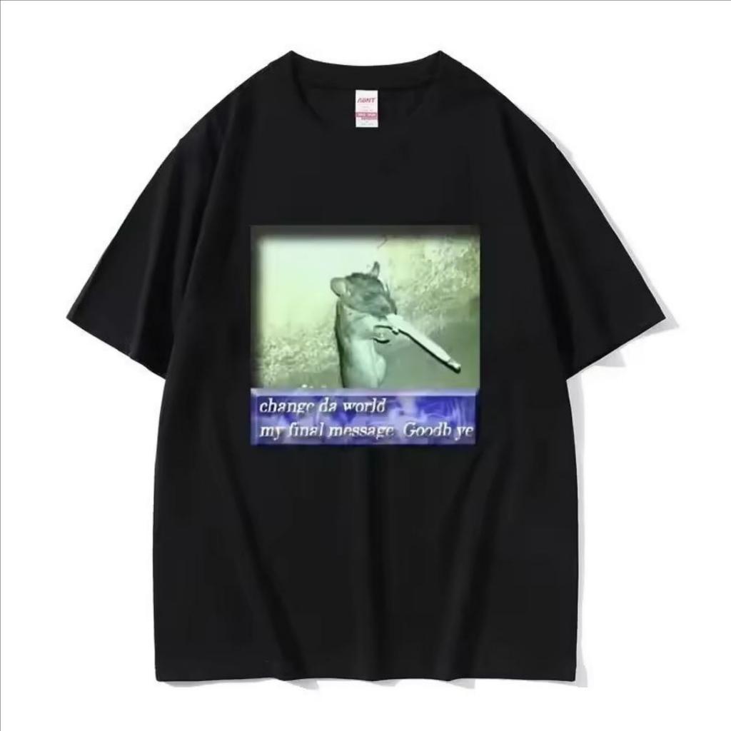 Change Da World My Final Message Goodb Ye T-shirt Fun Mouse Meme Pattern T-shirt Women's Fashion Short Sleeve T-shirt