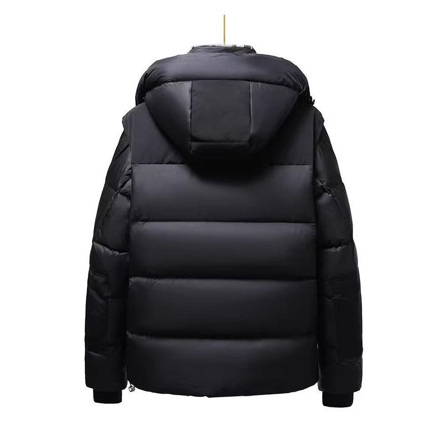 Herren- und Paare-Kapuzen-Winter-Daunenjacke in Übergröße: Winddicht, Warm, Kurzer Stil mit Verdickung und abnehmbaren Ärmeln