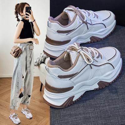 Korean Version of Dad Shoes Women's Spring New Breathable Student Casual Shoes Ins Trendy Thick-soled Heightening Sports Shoes A28