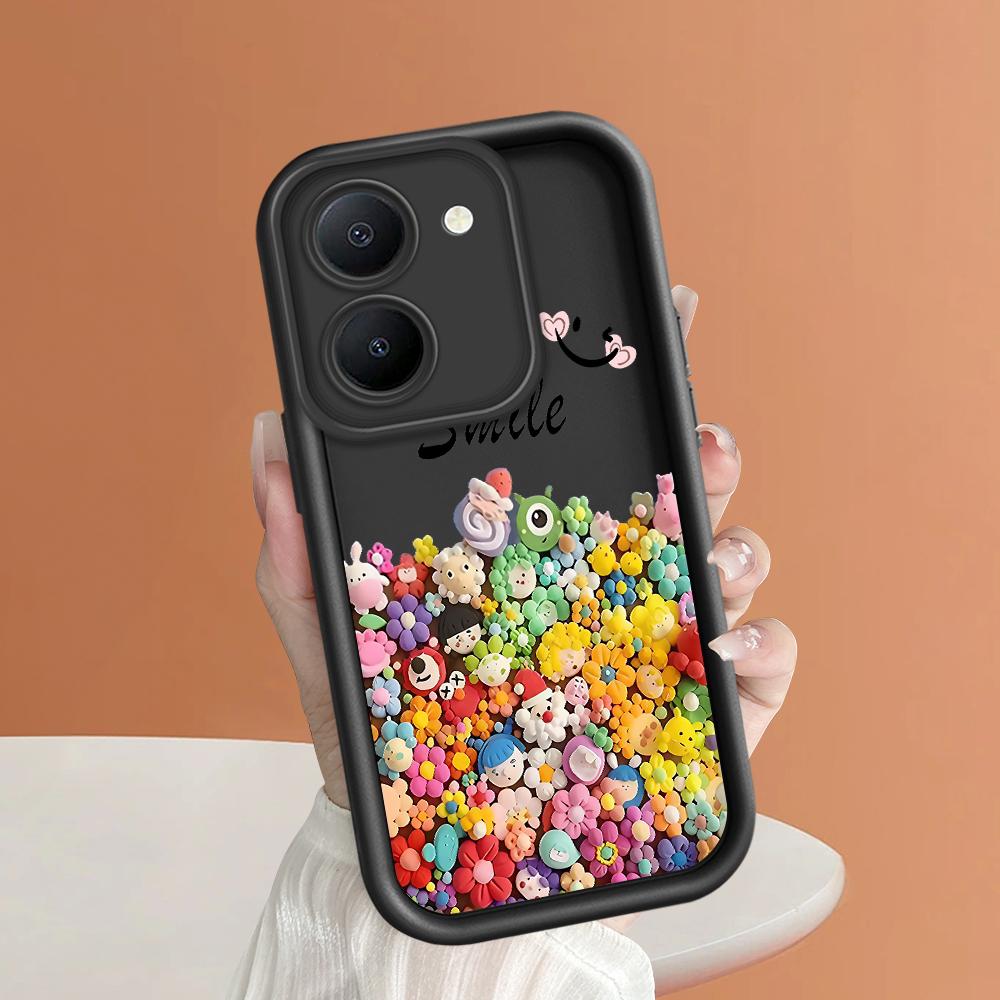 Weiche Silikon-Quadratleitern-Cartoon-Muster Vollständiger Kameraschutz Stoßfeste Hülle für iPhone Infinix Tecno Vivo