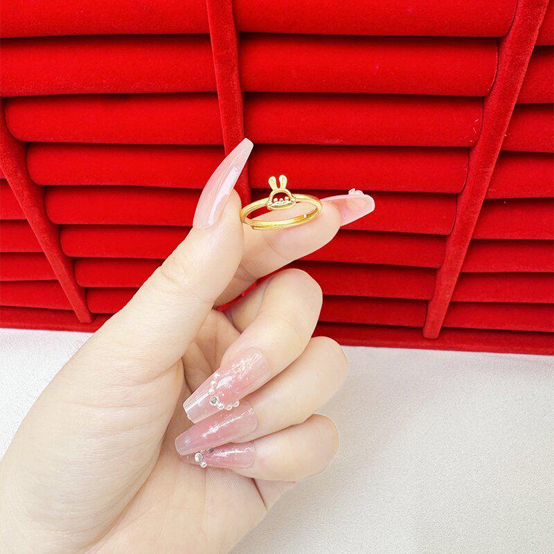 Exquisite Sand Gold Open Ring for Women: High-End Niche Design, Light Luxury Style, Long-Lasting Color, Imitation Gold.