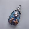 Retro Ethnic Style Women's Genuine Leather Key Bag with Zipper Pendant and Color Print KTY