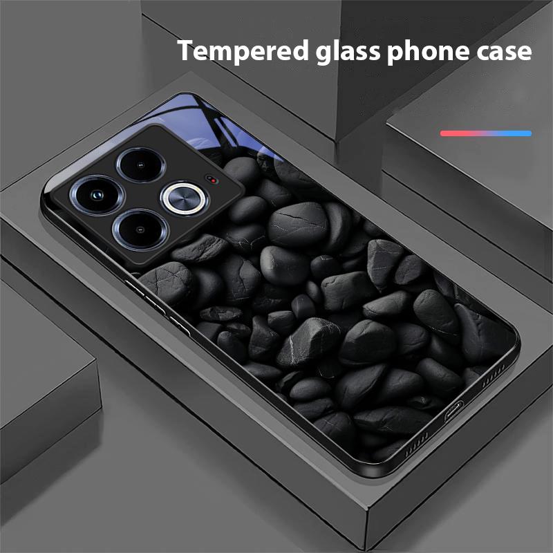 Schwarzer Apfelstein für Infinix Note 40 4G 30i 12 G96 Smart 8 Hot 9 Play 10 11S 12 20i 50 Pro Plus 5G Handyhülle aus gehärtetem Glas