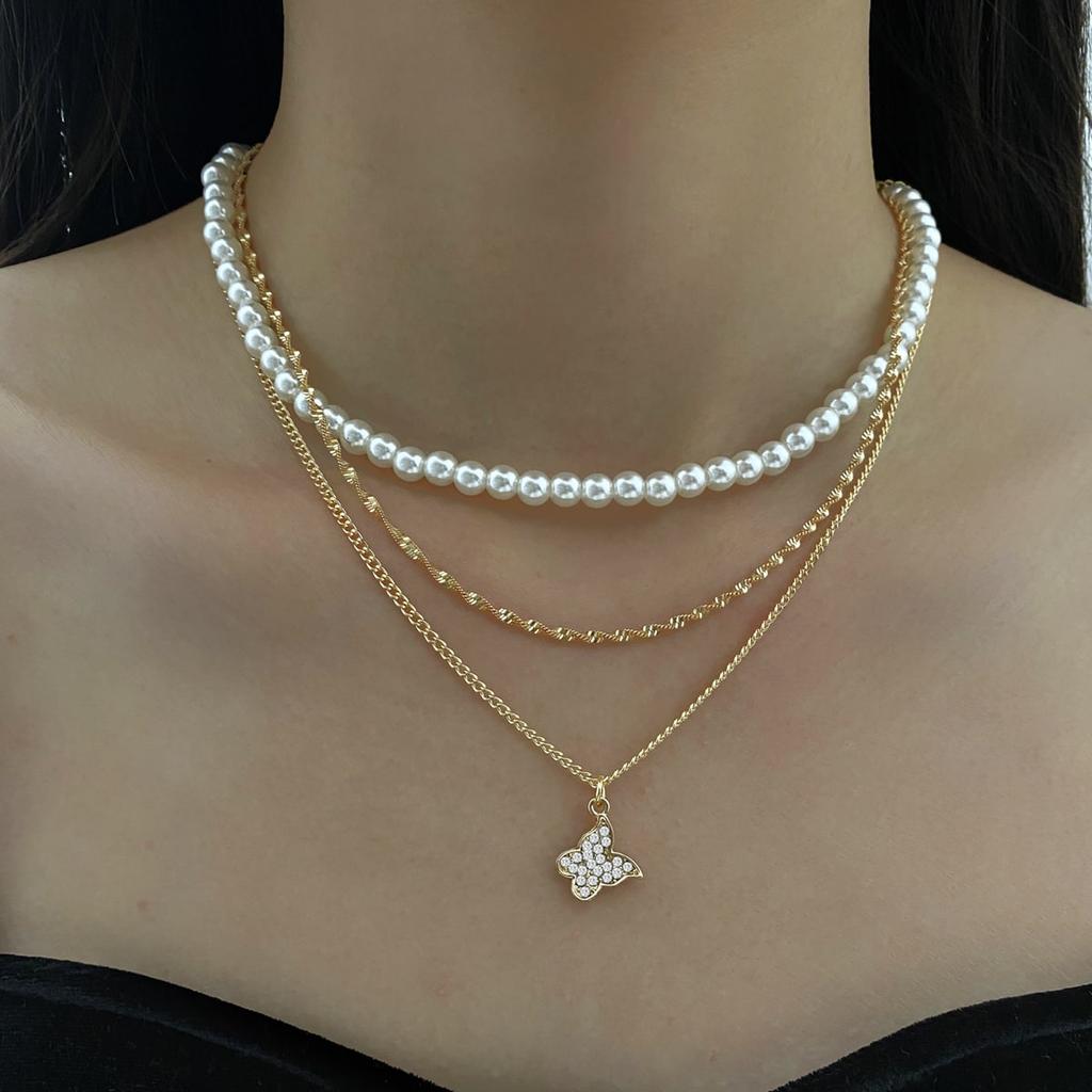 SE ME Collana con Ciondolo Farfalla Colore Argento Vintage per Donna Uomo Collane Catena Cubana Hip Hop di Tendenza Gioielli Accessori Regalo