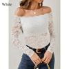 Pure Desire Spice One Line Neck Lace Top Women's New Sexy Slim V-neck with Elegant Off-the-shoulder Long Sleeve T-shirt