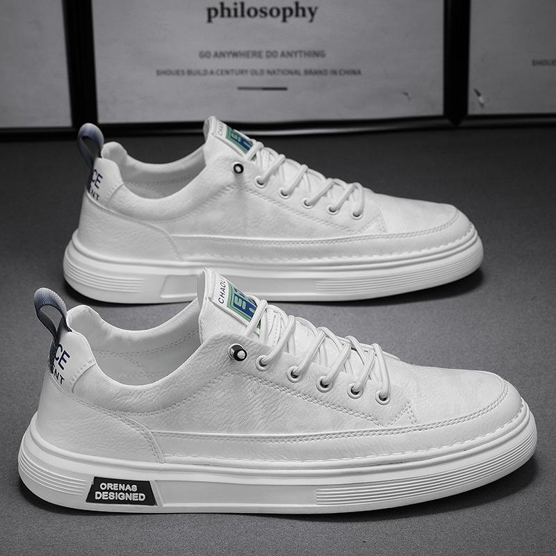 New Men's Genuine Leather Lace-Up Skate Sneakers Low-Cut Versatile Casual Sports Work Everyday Outdoor Comfortable Walking Shoes