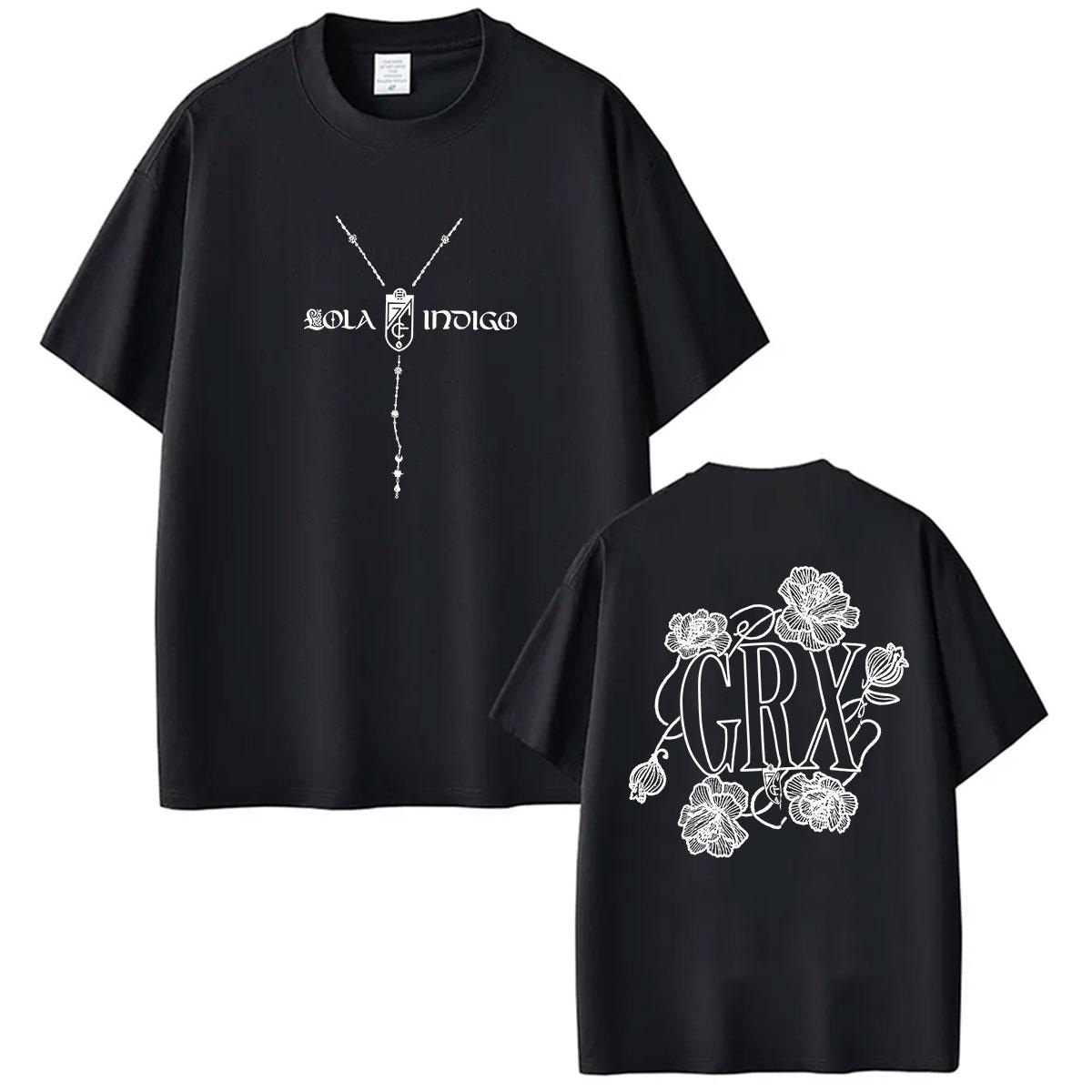 2026 Lola Indigo GRX Tour 2026 Двусторонний принт Футболка Мужская Женская Одежда Мода Круглый вырез Y2K Футболки Повседневная Свободная Хлопковая Топ Короткий Рукав Футболка 4XL