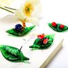 F26C Art Glass Insect Miniature Animals Collection Glass Green Leaf Ladybugs Ants Figurine Tabletop Ornament Home Office Decors