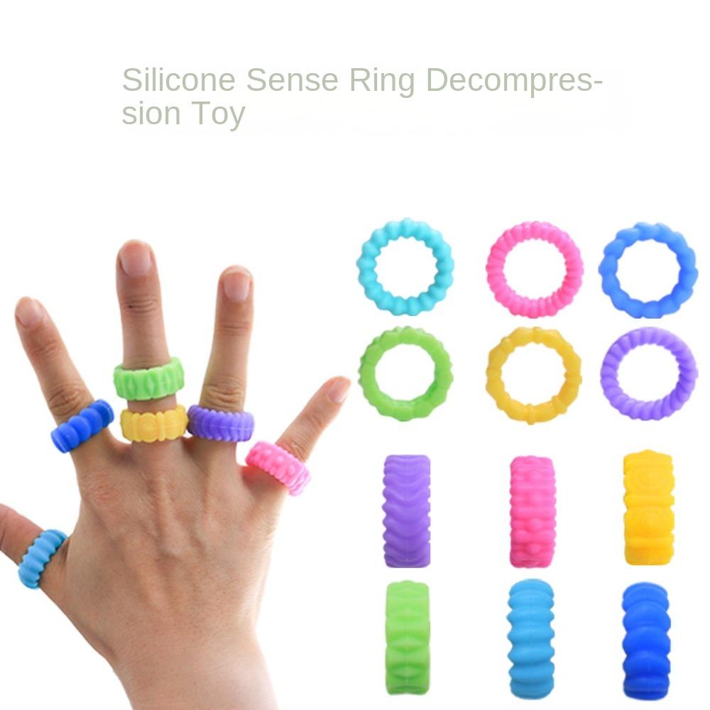 6Pcs Stress Relief Sensory Toy Silicone Anxiety Rings High Quality Fidget Ring  Kids