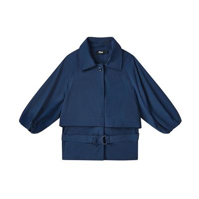 FILA Solid Color Single-Breasted Collar Long Sleeve Jacket Women Jackets Tahoe-Blue F11W324703F-DB