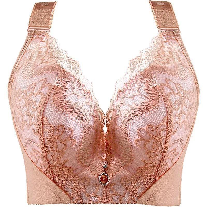 

Нижнее белье со стальным кольцом, средней толщины, большого размера, женский бюстгальтер с толстой чашкой, полиформирующий, не свисающий, не расширяющийся, регулируемый, с пятью пряжками 34/75 розовый