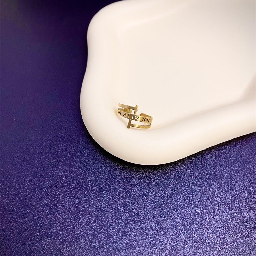 

European & American Triple-Layer Openable Roman Numeral Stainless Steel Ring - Colorfast Jewelry золотой