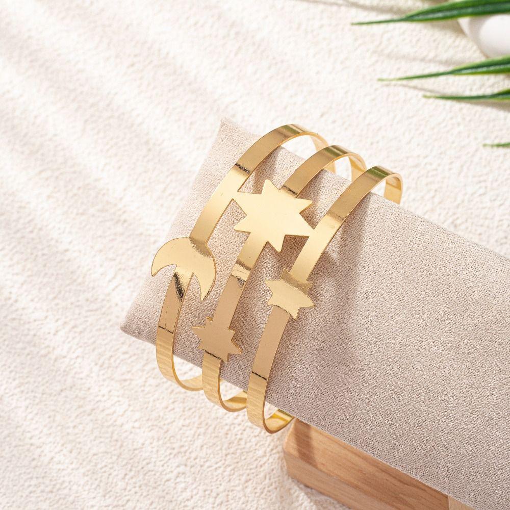 Metal Wide Open Bangle Adjustable Flower Bracelet Chic Arm Bracelet Bridal Wear