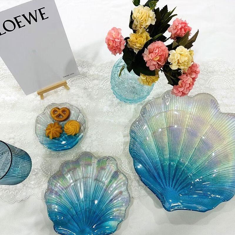 Ru Han Creative Colorful Glass Shell Serving Plate