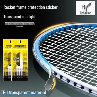 Unsichtbarer Badmintonschläger-Rahmenschutz: Selbstklebende transparente Kantenleiste, Abriebschutz, Lackschutz, Markenloses Design.