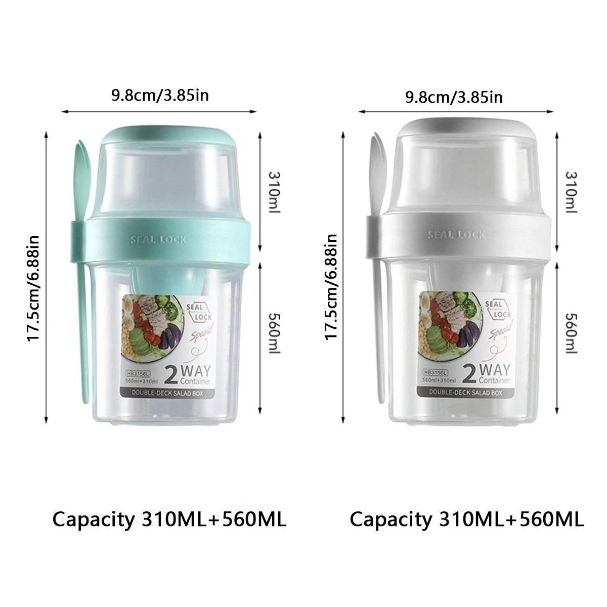 

2Pcs Breakfast Yogurt Oatmeal Cups 2-Layer Breakfast On the Go Cups Leakproof Cereal and Milk Container Oats Food Stoarage Jar