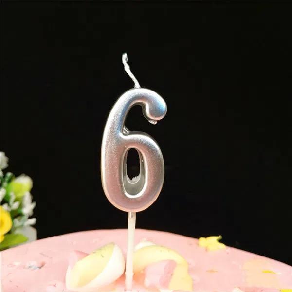 Cake Candles Silver Number 0-9 Birthday Smokeless Candles Festive Party Decor Birthday Party Cake Decoration Number Candles Girl