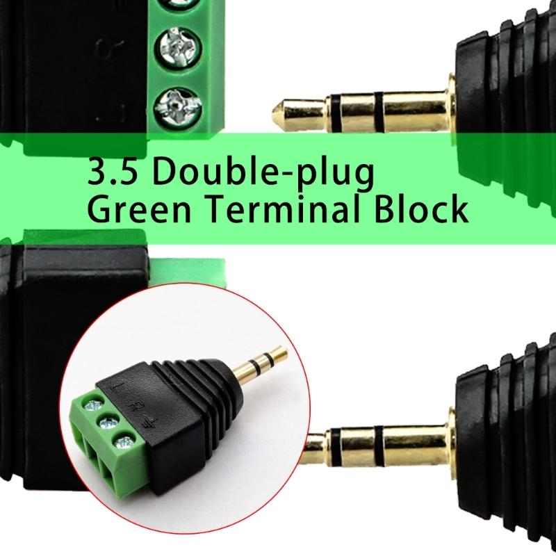 4pcs 3.5mm Balun Male To Screw Terminals Female Adapter Easy To Use for Microphones & Earphones Without Soldering