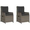 Garden Armchair 2 pcs Adjustable Grey Poly Rattan