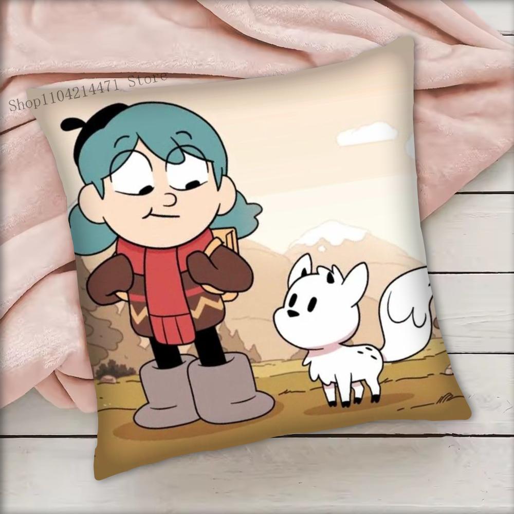 1pc H-Hilda Cartoon Girl Pillow Case Square Bedroom Sofa Leisure Comfort Cushion Car Living Room Home Decoration