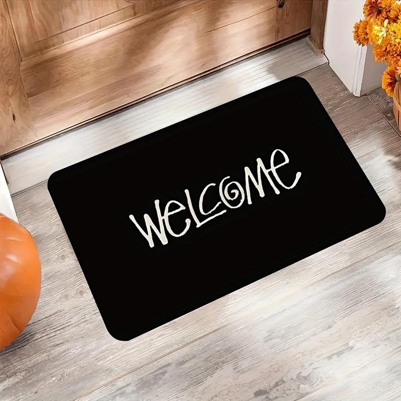 VIKAMA Entrance Doormat Machine Washable Durable Welcome Mat Black Minimalist Home Decoration Rug Carpet