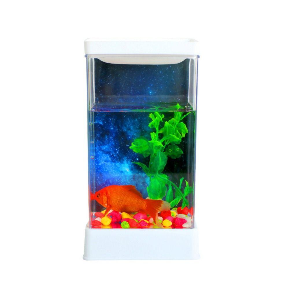 Transparent Mini Fish Tank Adjustable LED Fish Tank Desktop Betta Fish Tank  For Home