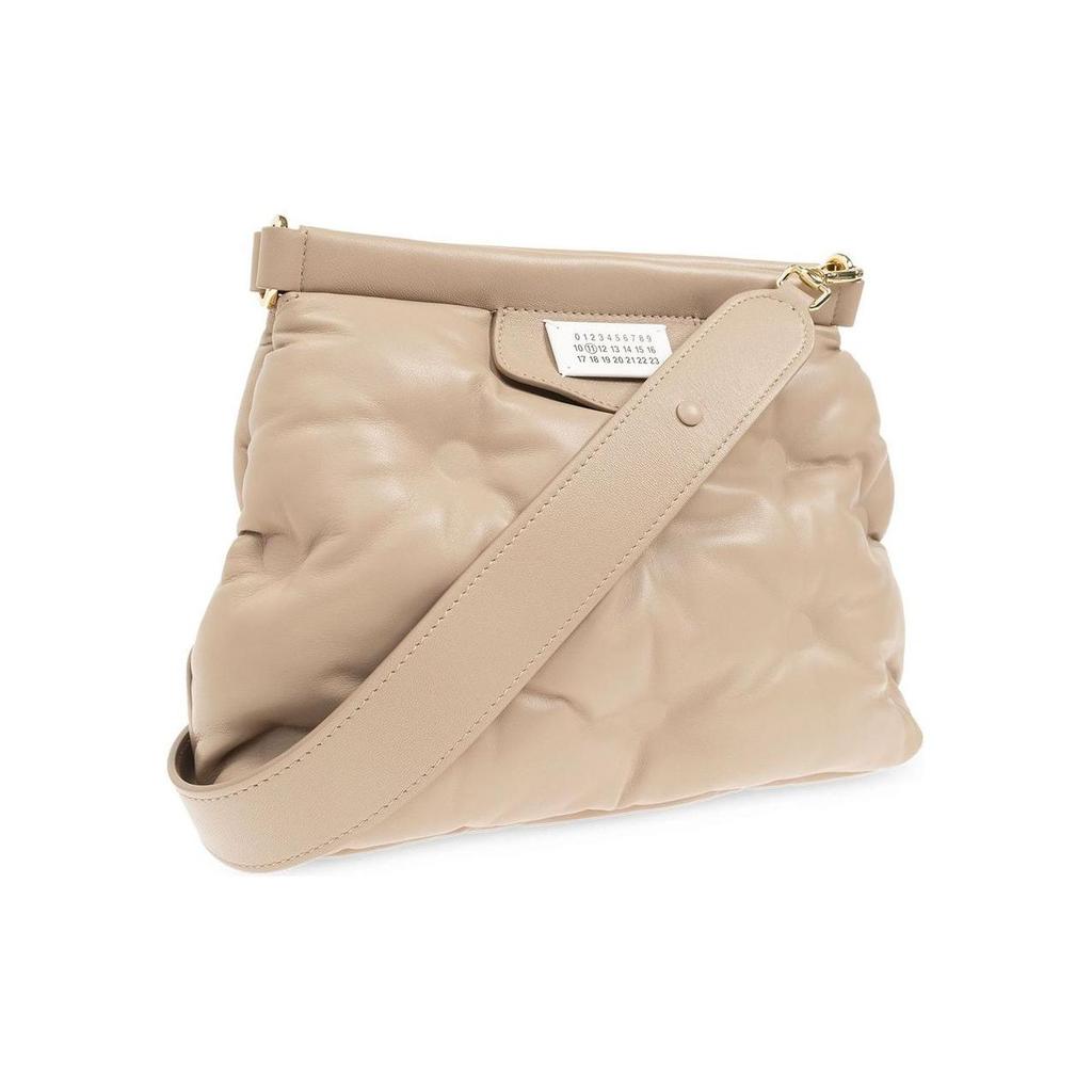 Maison Margiela Glam Slam Logo Tag Quilted Effect Grain Nappa Leather Handheld Shoulder Crossbody Bag Small Women bags Light-Brown SB1WG0028P4300T2070