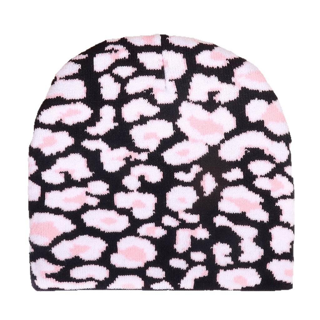 Print Leopard Acrylic Beanie With Oversized Shape Trendsetting Looks Decoration