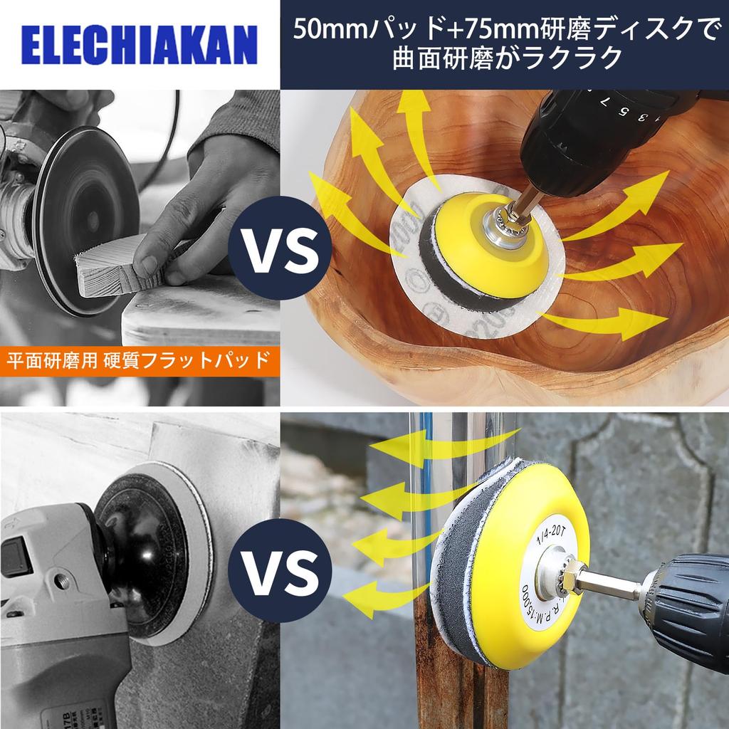 75mm Sandpaper Set with and Includes Polishing Pads and Sponges Compatible with Hex Power Screwdrivers and Small Power Sanding Discs for Wood and