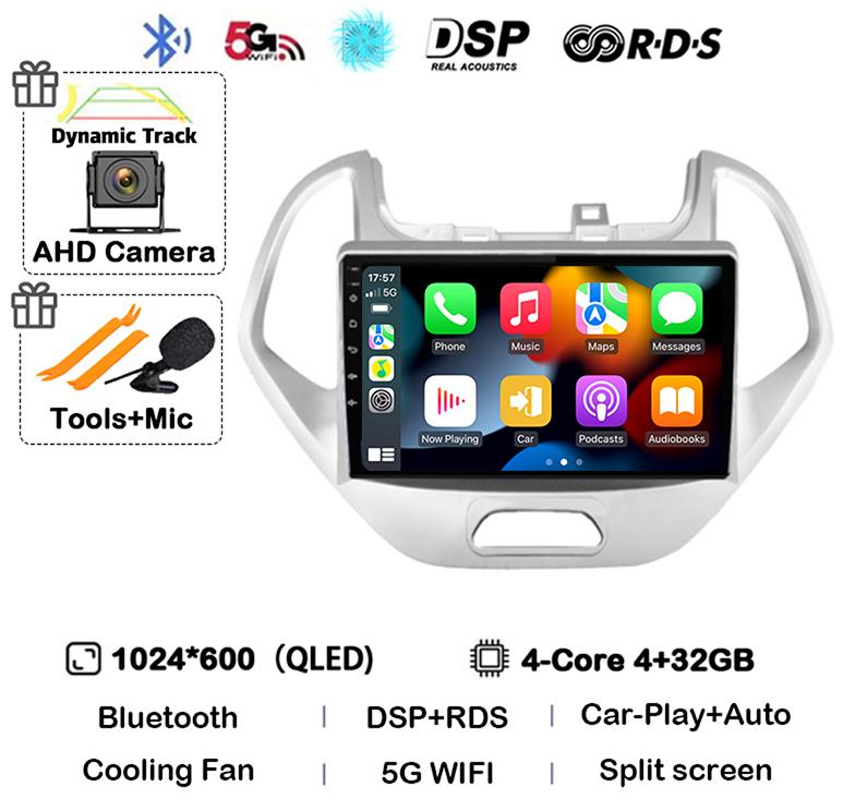 Android 14 Carplay Auto 4G WIFI For Ford FIGO KA 2015 2016 2017 2018 2019 2020 Car Radio Multimedia Stereo Video Player GPS DSP