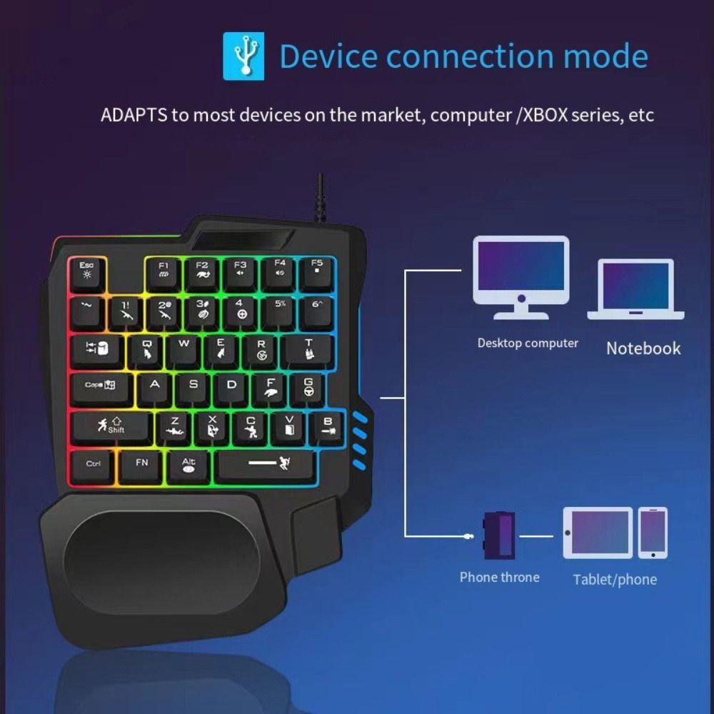 Ultra-slim One Handedly Keyboard USB Gaming Mechanical Keyboard Single Hand Keyboard  Desktop PC