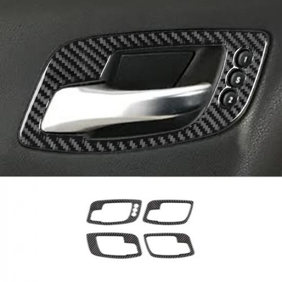 4pcs Carbon Fiber Door Handle Bowl Frame Cover Trim for Dodge Charger 2015-