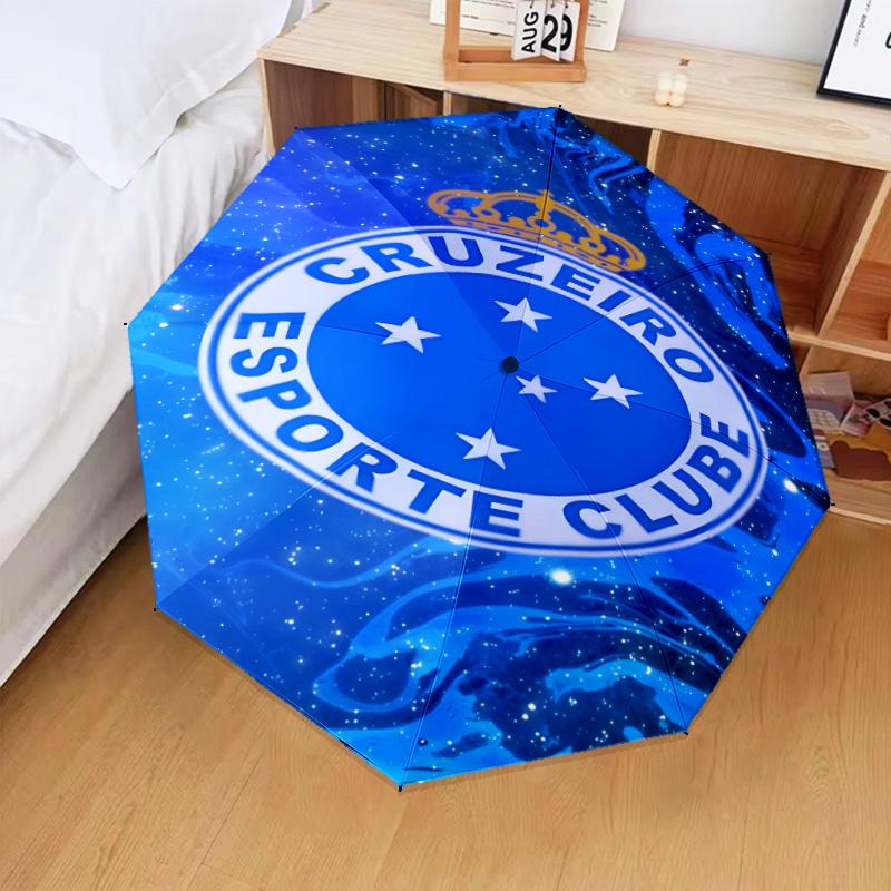 1PC Cruzeiro Esporte Clube Crest Printed Umbrella Folding umbrella, automatic umbrella 8-Frame for Travel, camping Fan gifts Christmas Gifts