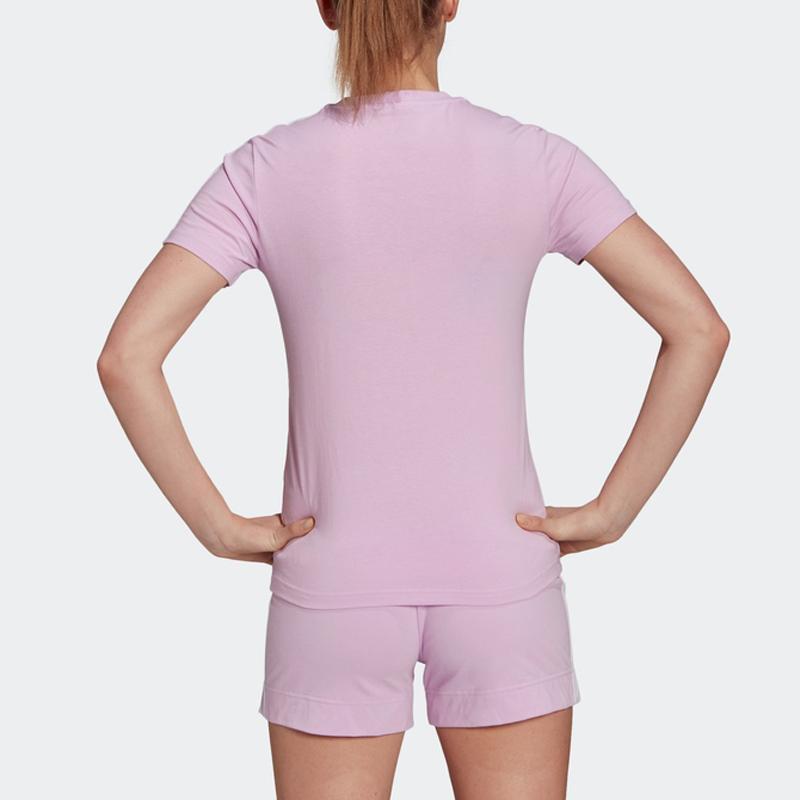Adidas Striped Logo Round Neck Sports Casual Short Sleeve T-Shirt Women T-Shirts Purple GL0790
