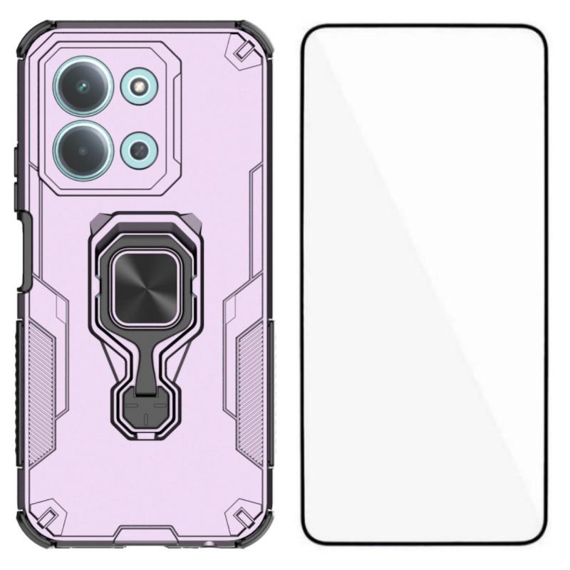 For Xiaomi Redmi 15C 4G (Global) (171mm) Phone Case WANLONFENG PC TPU Back Cover Kickstand with Tempered Glass