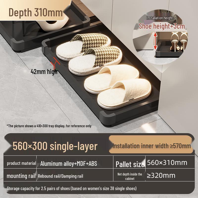 Shoe Cabinet with Kick Drawer and Slide Rail for Hallway