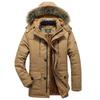 Giacca invernale da uomo Casual Parka imbottito in cotone imbottito lungo Cappotto con cappuccio caldo con soprabito di pelliccia
